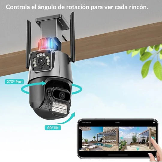 CÁMARA DE SEGURIDAD DOBLE LENTE UHD CON ALARMA PREMIUM™